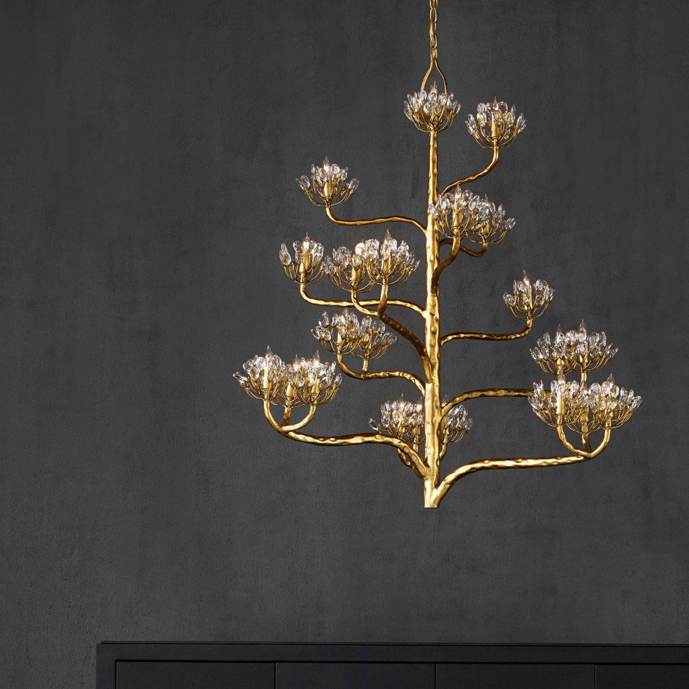 Люстра золотая в виде растения Golden Flower Glade