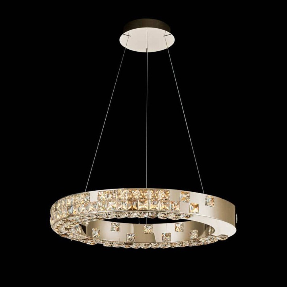 Люстра золотая в форме кольца с мозаичным хрустальным оформлением Sparks of Crystal