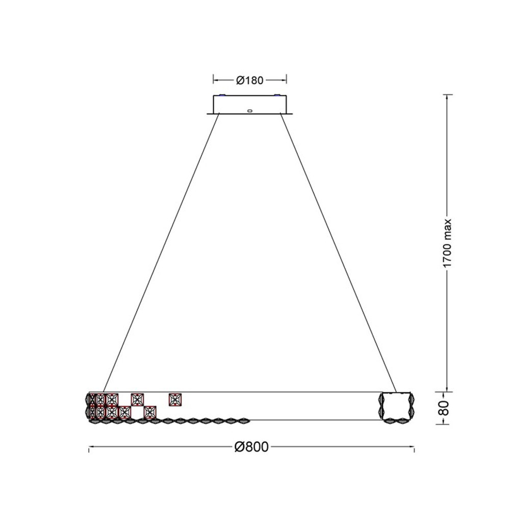 Люстра золотая в форме кольца с мозаичным хрустальным оформлением Sparks of Crystal