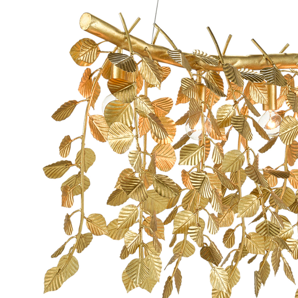 Люстра золотая с декором в виде веток эвкалипта Eucalyptus Branches