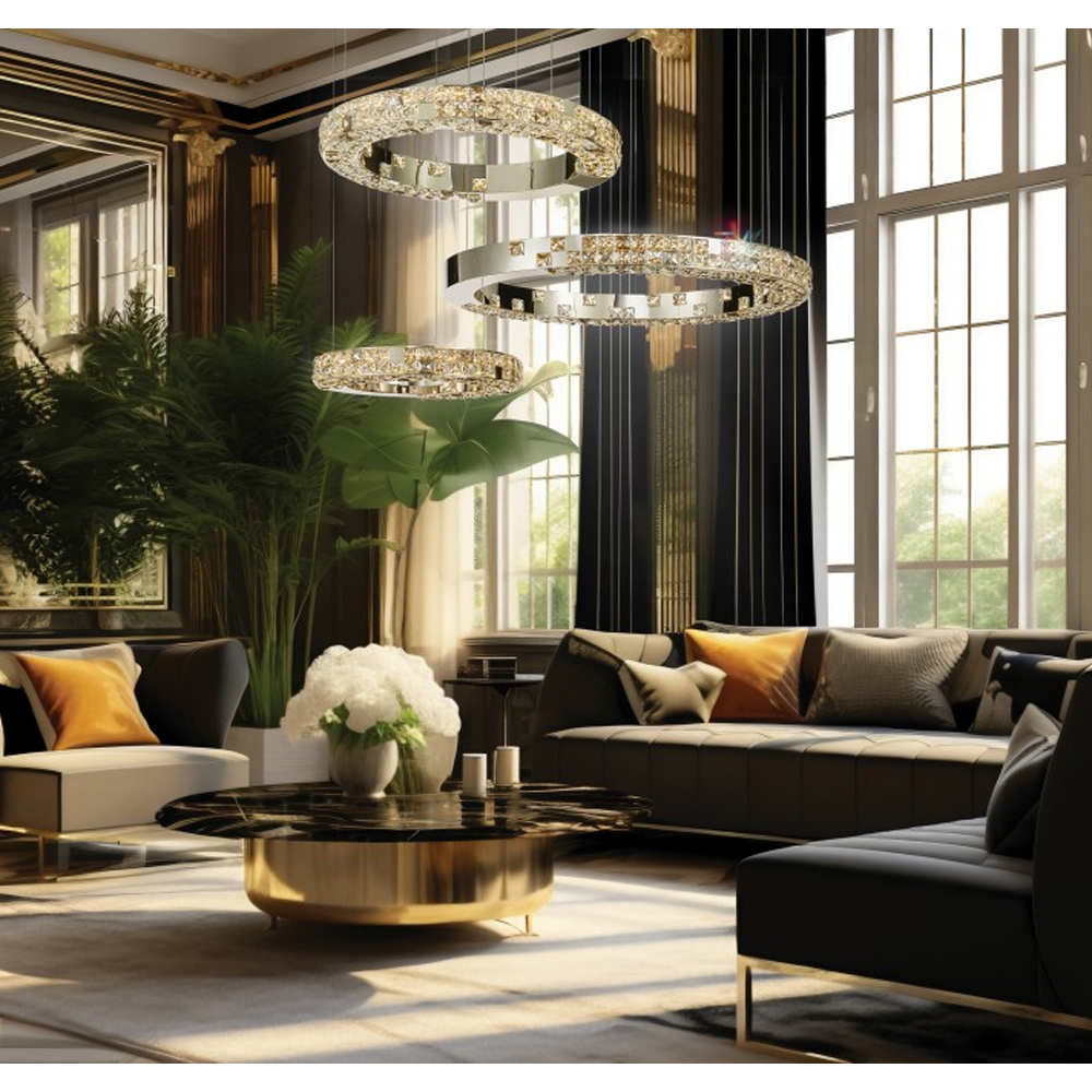 Люстра из 3-х колец с мозаичным хрустальным оформлением Sparks of Crystal