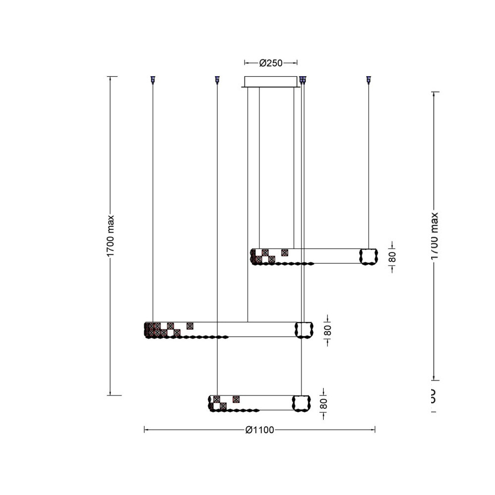 Люстра из 3-х колец с мозаичным хрустальным оформлением Sparks of Crystal