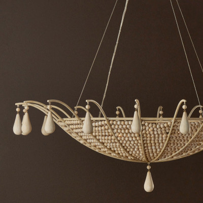 Люстра из деревянных бусин с подвесками в виде капель Wooden Beads