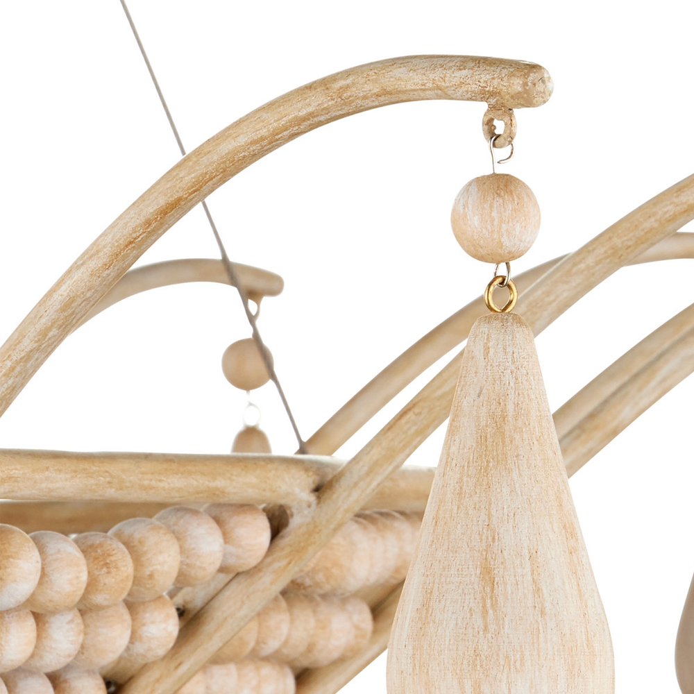 Люстра из деревянных бусин с подвесками в виде капель Wooden Beads