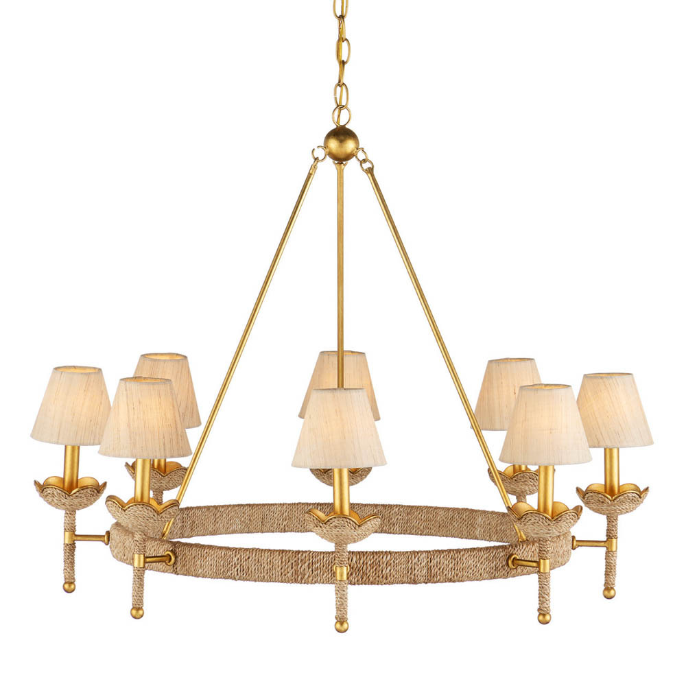 Люстра из кованого железа с отделкой плетеной веревкой и сусальным золотом Parisian Style