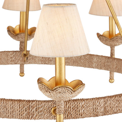 Люстра из кованого железа с отделкой плетеной веревкой и сусальным золотом Parisian Style