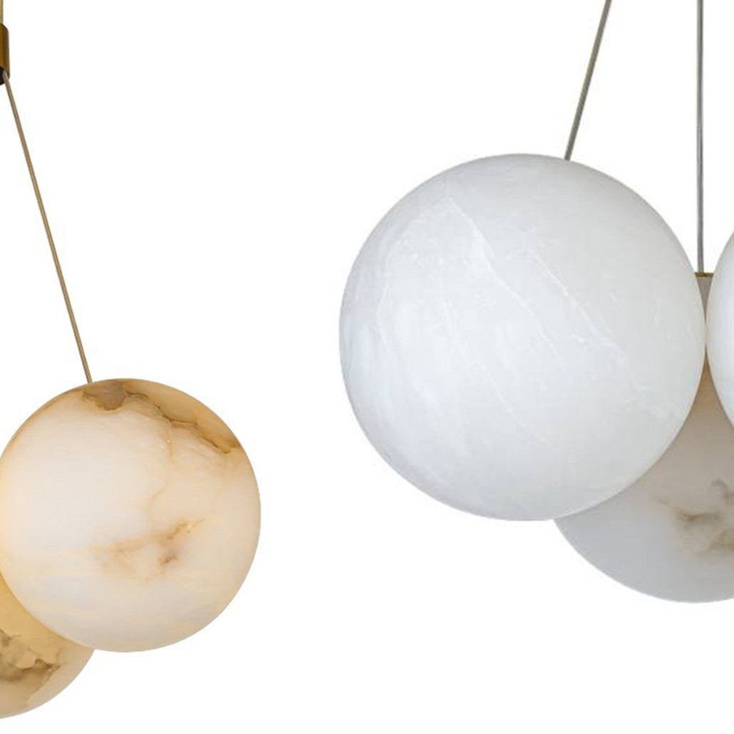 Люстра из трех шариков из натурального мрамора Marble Balls Lamp