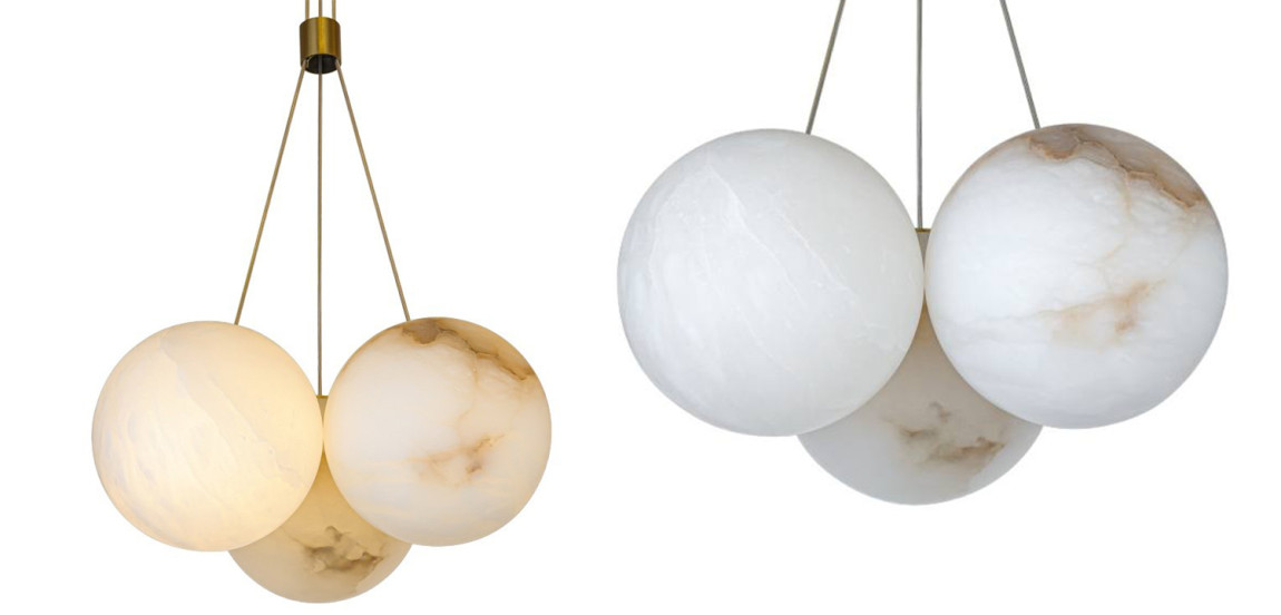 Люстра из трех шариков из натурального мрамора Marble Balls Lamp