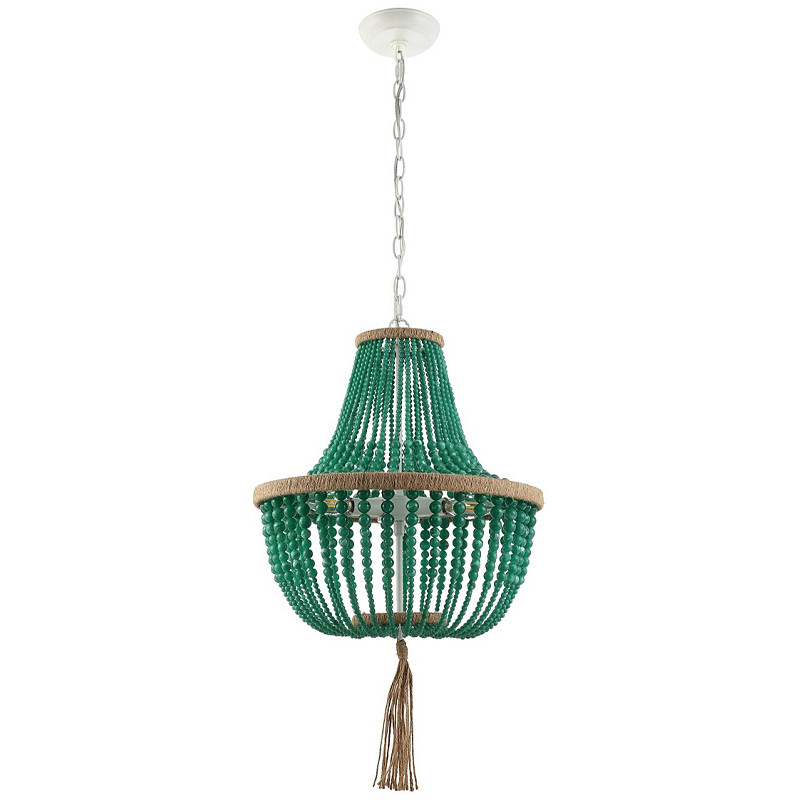 Люстра каплевидной формы украшенная зелеными круглыми бусинами Green Beads Chandelier