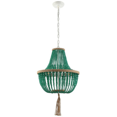Люстра каплевидной формы украшенная зелеными круглыми бусинами Green Beads Chandelier