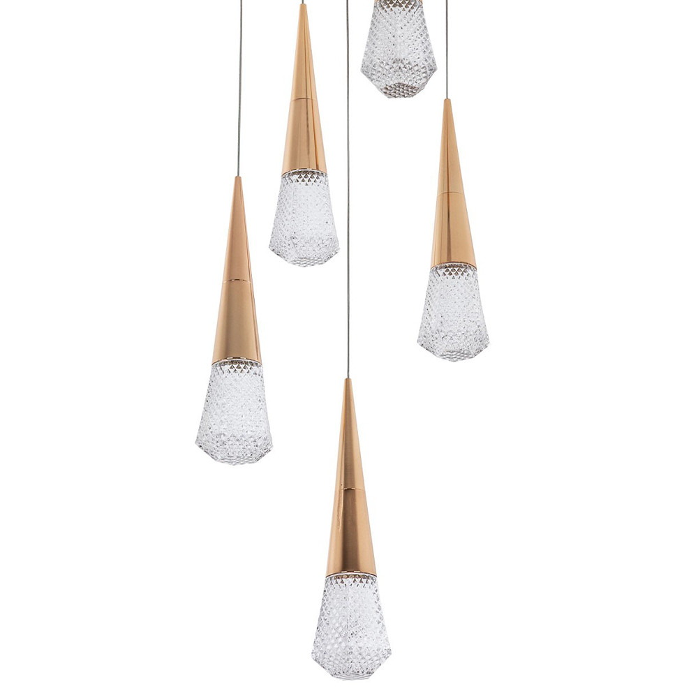 Люстра капли Acrylic Droplet Five Gold Chandelier