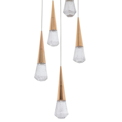 Люстра капли Acrylic Droplet Five Gold Chandelier