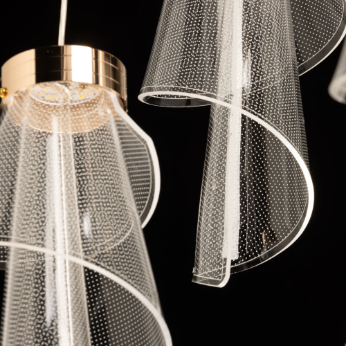 Люстра каскадная с 10-ю прозрачными плафонами Wave Line