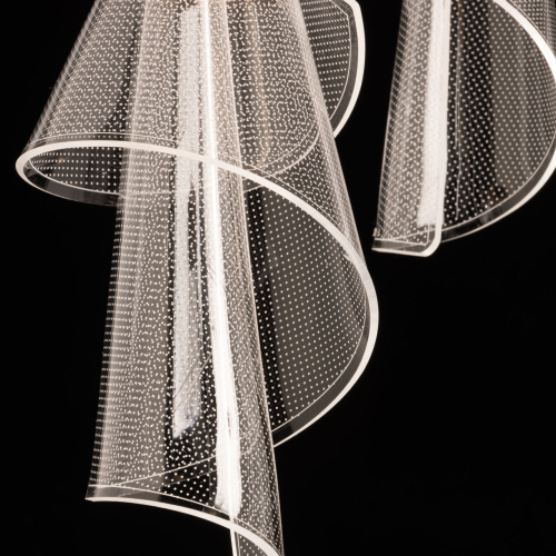 Люстра каскадная с 10-ю прозрачными плафонами Wave Line