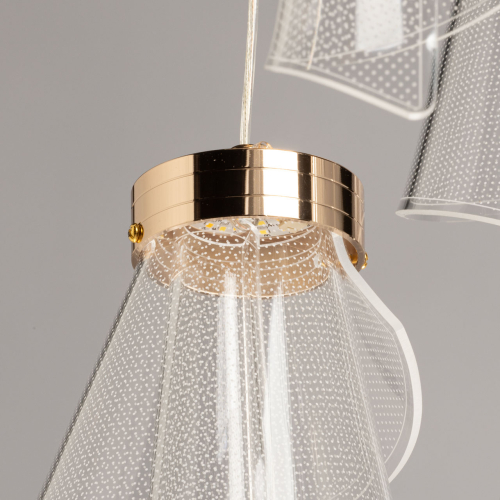 Люстра каскадная с 10-ю прозрачными плафонами Wave Line