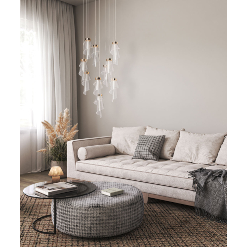 Люстра каскадная с 10-ю прозрачными плафонами Wave Line