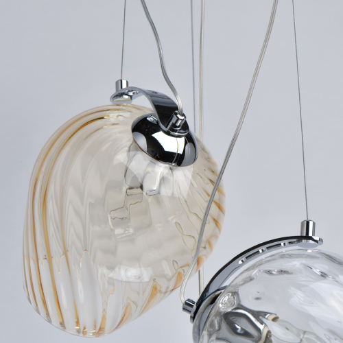 Люстра каскадная с 5-ю разноцветными стеклянными плафонами Kaleido