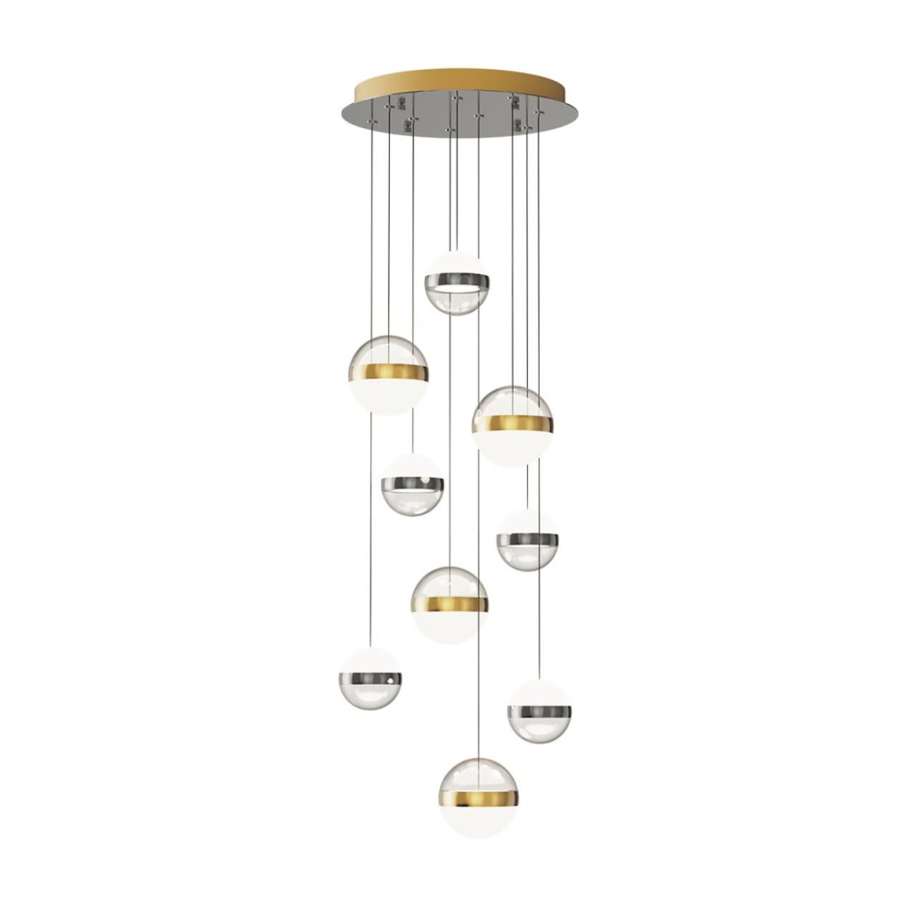 Люстра каскадная с 9-ю подвесами бронза и никель Peggy Futura lamp