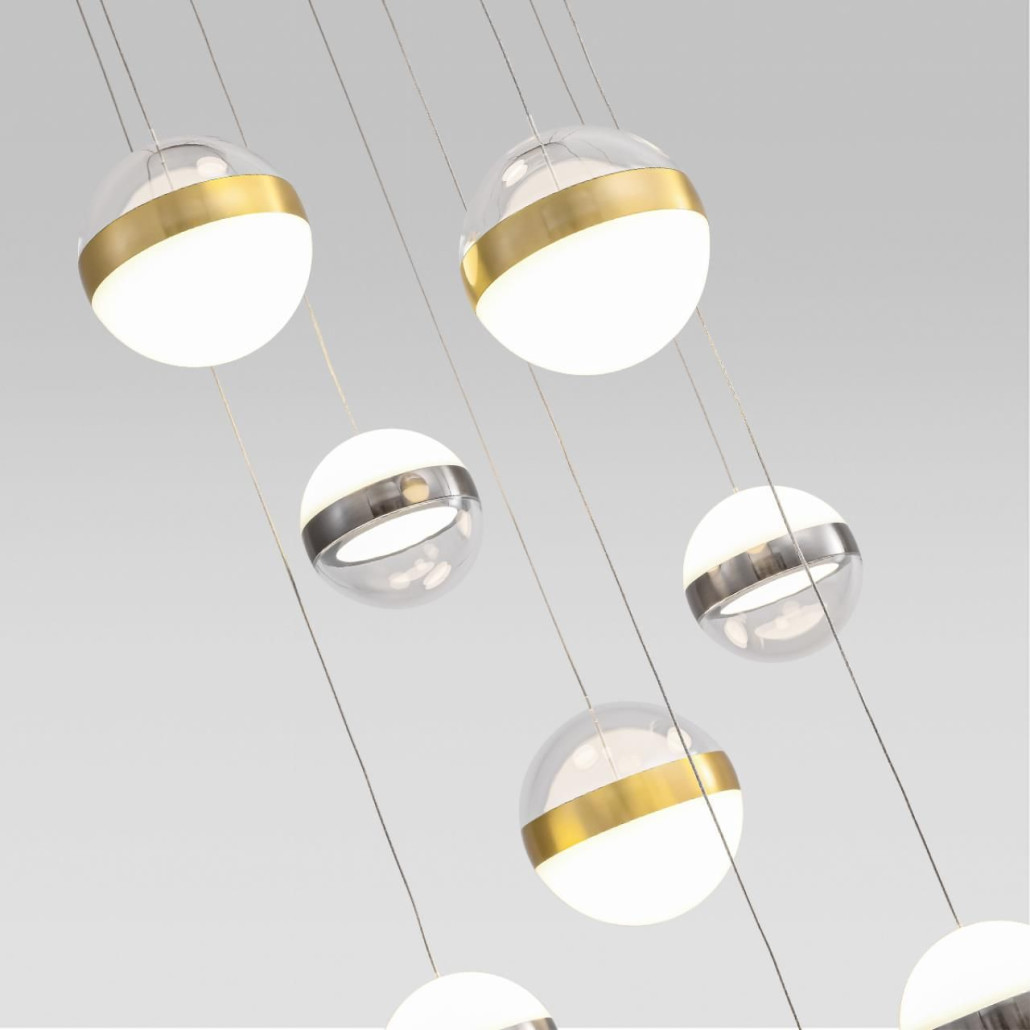 Люстра каскадная с 9-ю подвесами бронза и никель Peggy Futura lamp