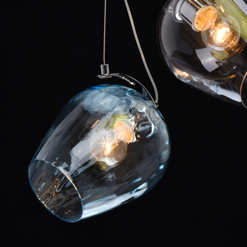 Люстра каскадная с 9-ю разноцветными стеклянными плафонами Kaleido