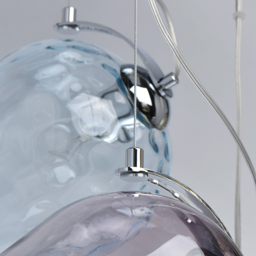 Люстра каскадная с 9-ю разноцветными стеклянными плафонами Kaleido