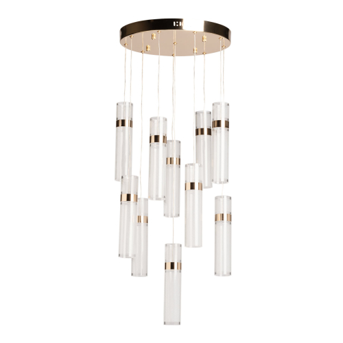 Люстра каскадная с прозрачными цилиндрическими плафонами Jenae Glass Tube Lighting