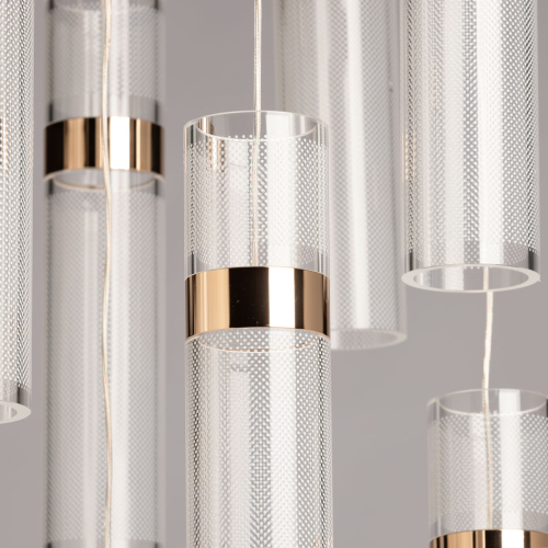 Люстра каскадная с прозрачными цилиндрическими плафонами Jenae Glass Tube Lighting