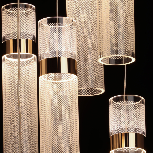 Люстра каскадная с прозрачными цилиндрическими плафонами Jenae Glass Tube Lighting