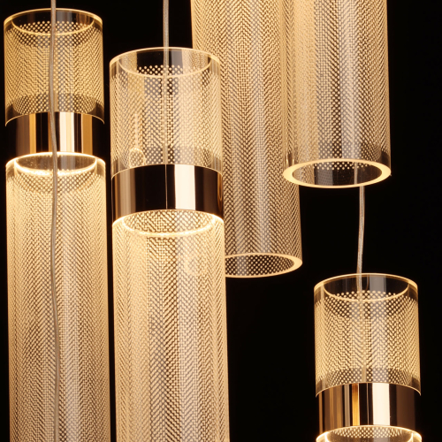 Люстра каскадная с прозрачными цилиндрическими плафонами Jenae Glass Tube Lighting