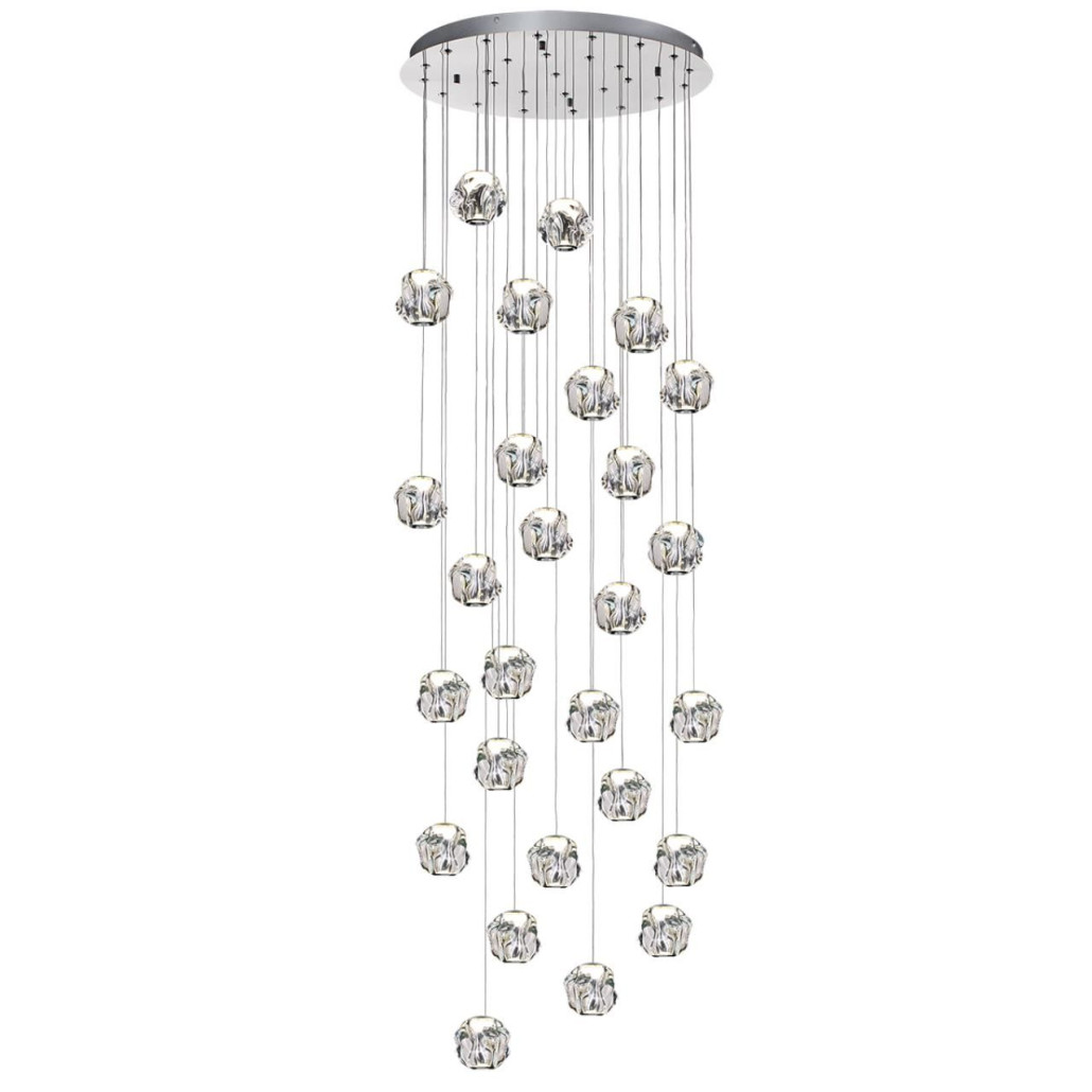 Люстра каскадня с 27-ю прозрачными шарообразными подвесами Bubbles Bocci