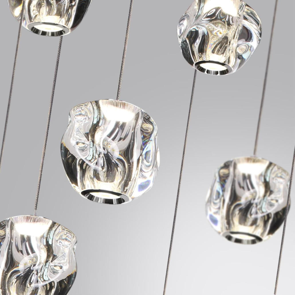 Люстра каскадня с 27-ю прозрачными шарообразными подвесами Bubbles Bocci