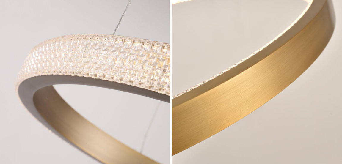 Люстра композиция из пяти колец Five Round Horizontal Rings Brass Chandelier