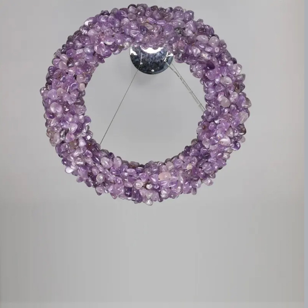 Люстра кргулая из фиолетового хрустального камня Purple Diamond