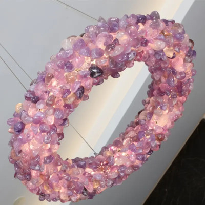 Люстра кргулая из фиолетового хрустального камня Purple Diamond