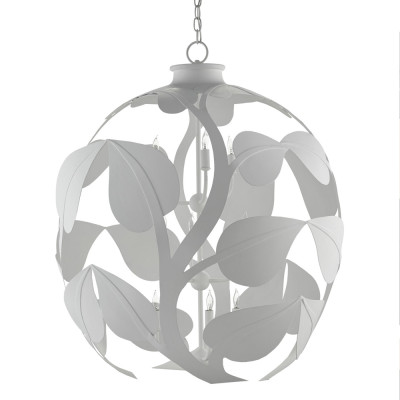 Люстра круглая в виде белых листьев на ветках Leaves on Branches