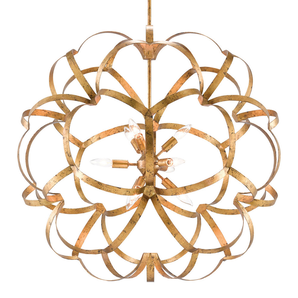 Люстра круглая в виде объёмного цветка Golden Flower Sphere