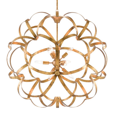 Люстра круглая в виде объёмного цветка Golden Flower Sphere