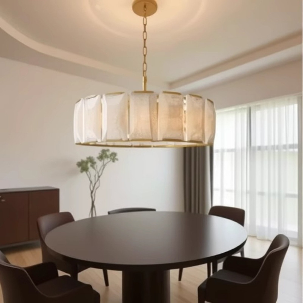 Люстра круглая Д110 см с абажуром из прямоугольных панелей Calling to Shine