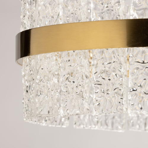 Люстра круглая золотого цвета с прозрачными рельефными стеклянными вставками Textured Glass Chandelier