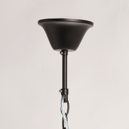 Люстра круглая из матового черного металла с подвесками из прозрачных стеклянных трубок Noir Tubes