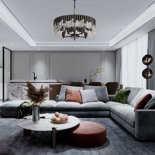 Люстра круглая из матового черного металла с подвесками из прозрачных стеклянных трубок Noir Tubes