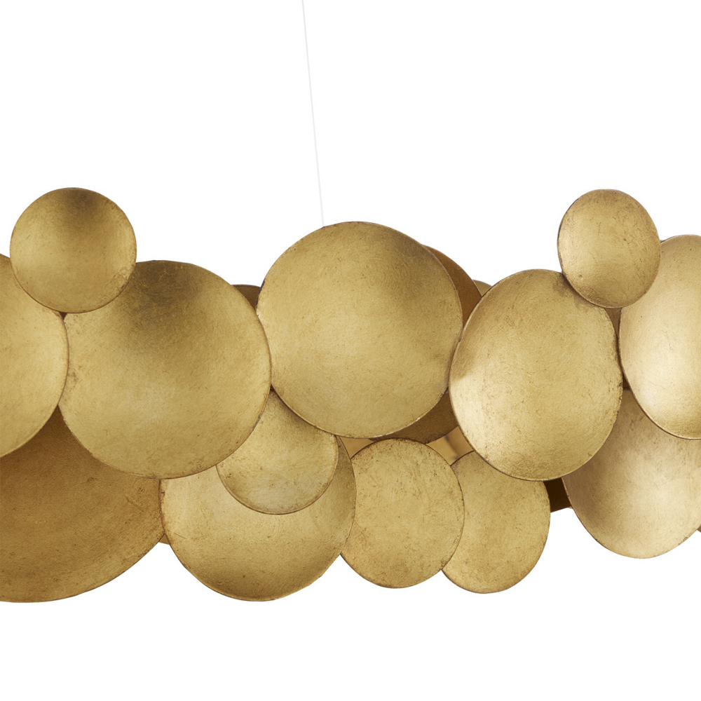 Люстра круглая из многослойных золотых дисков Metal Disc Chandelier