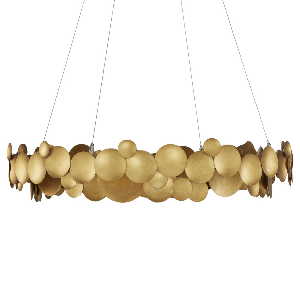 Люстра круглая из многослойных золотых дисков Metal Disc Chandelier