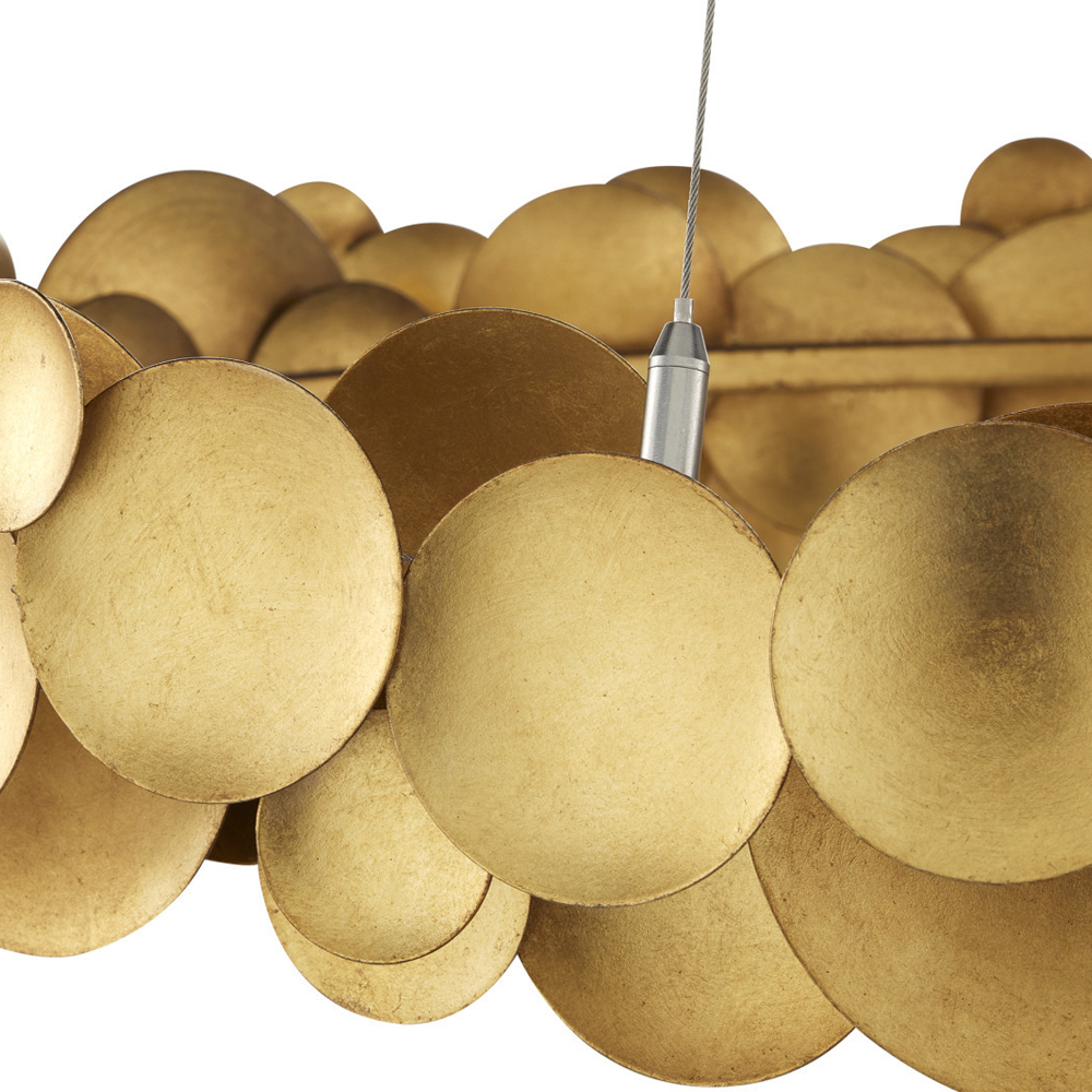 Люстра круглая из многослойных золотых дисков Metal Disc Chandelier