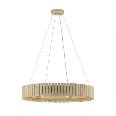 Люстра круглая из толстых деревянных реек Natural Style