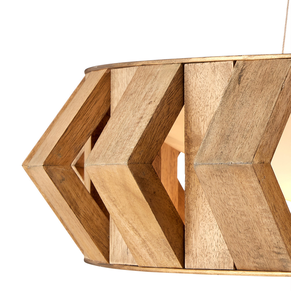 Люстра круглая из толстых деревянных реек Wooden Slats