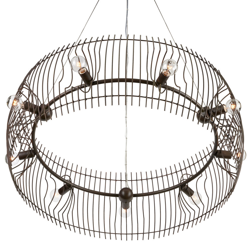 Люстра круглая из тонких прутьев Thin Bronze Rods