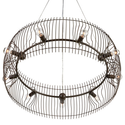 Люстра круглая из тонких прутьев Thin Bronze Rods