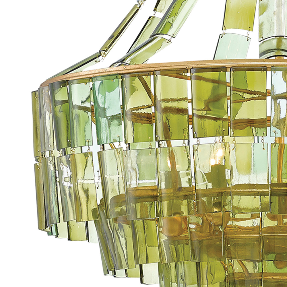 Люстра круглая каскадная Explosion of Green Shades зеленое стекло