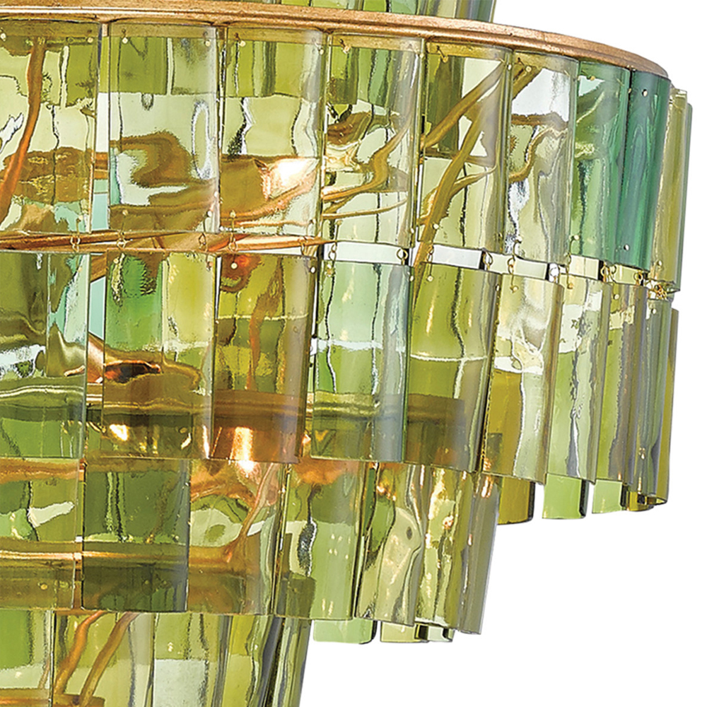 Люстра круглая каскадная Glow of Green Shades зеленое стекло